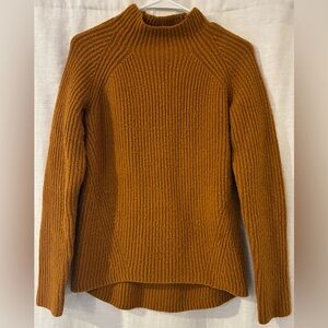 Madewell Warm Mustard Tan Ribbed Turtleneck Sweater